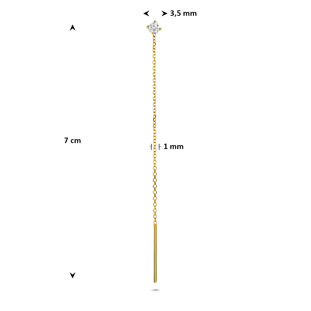 doortrekoorbel lab grown diamant 0.10ct h si per stuk 7 cm 14K geelgoud