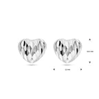 oorknoppen hart gediamanteerd zilver gerhodineerd