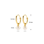 oorringen met hangers zoetwaterparel 15 mm 14K geelgoud