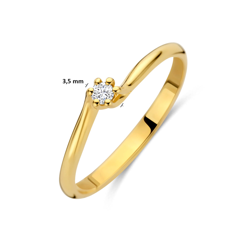 Ring Laborgezüchteter Diamant 0,05ct G VS 14K Gelbgold