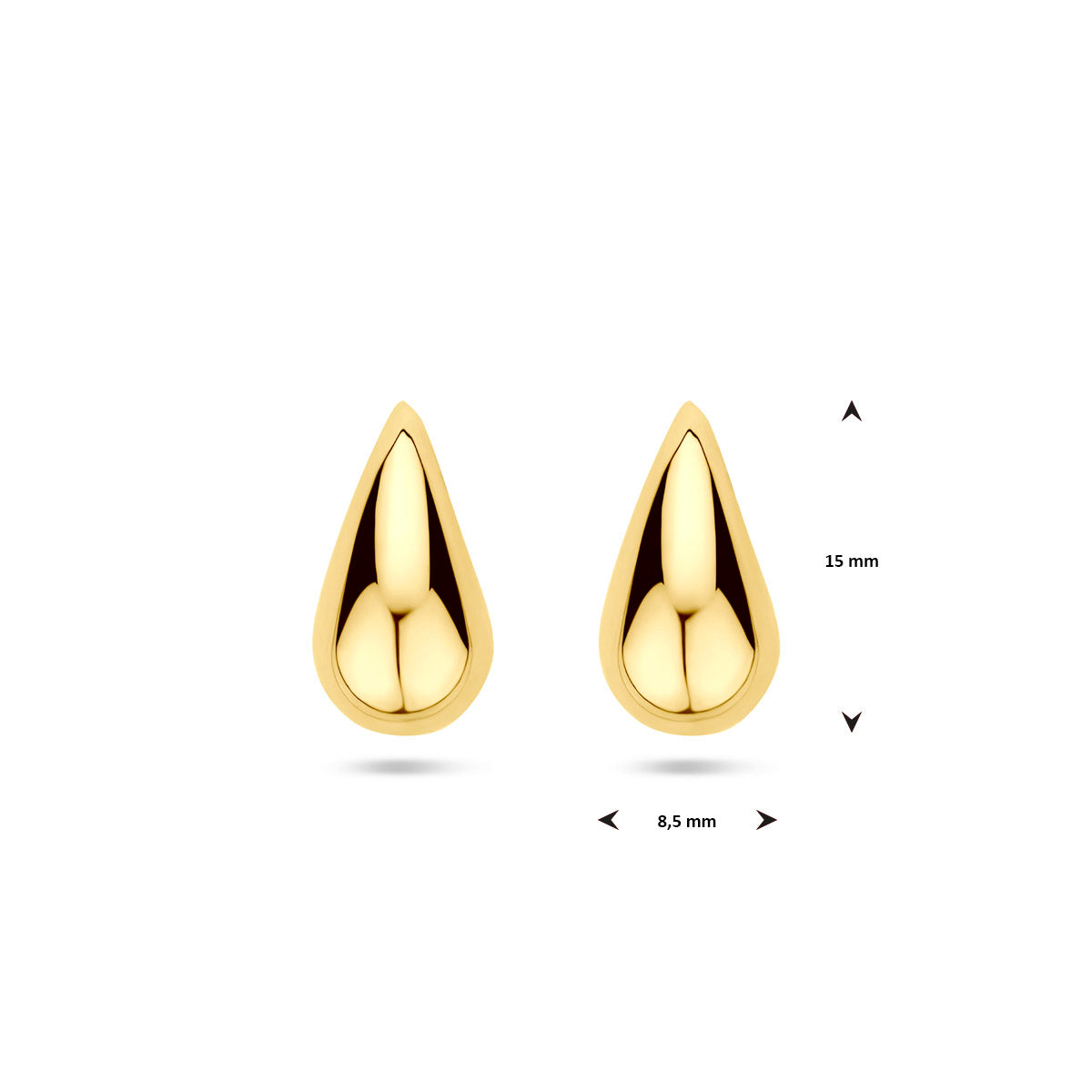 oorknoppen druppel 15 mm 14K geelgoud - druppel/komma/pegel