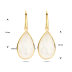 oorhangers wit agaat franse haak zilver verguld (geel)