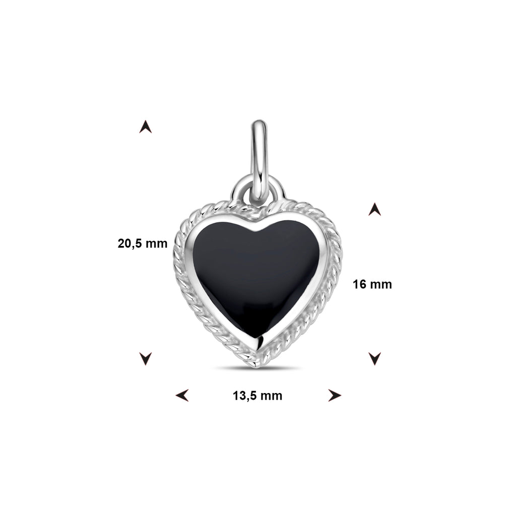 hanger hartje onyx zilver gerhodineerd