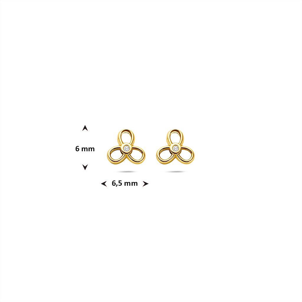 9k oorknoppen zirkonia 6 mm 9K geel