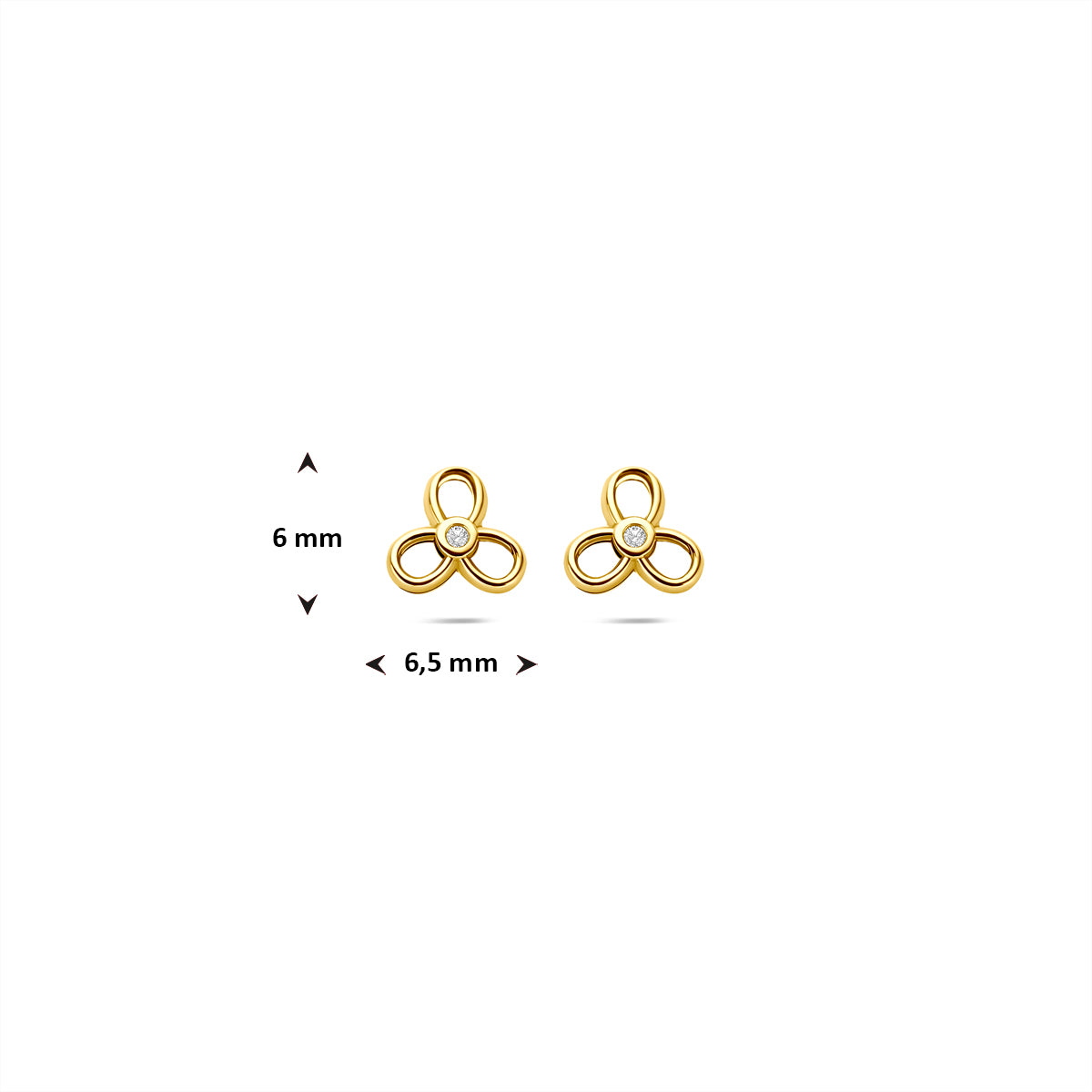 9k oorknoppen zirkonia 6 mm 9K geel
