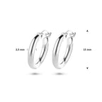Ohrringe 2,5 mm runde Röhre 14K Weißgold