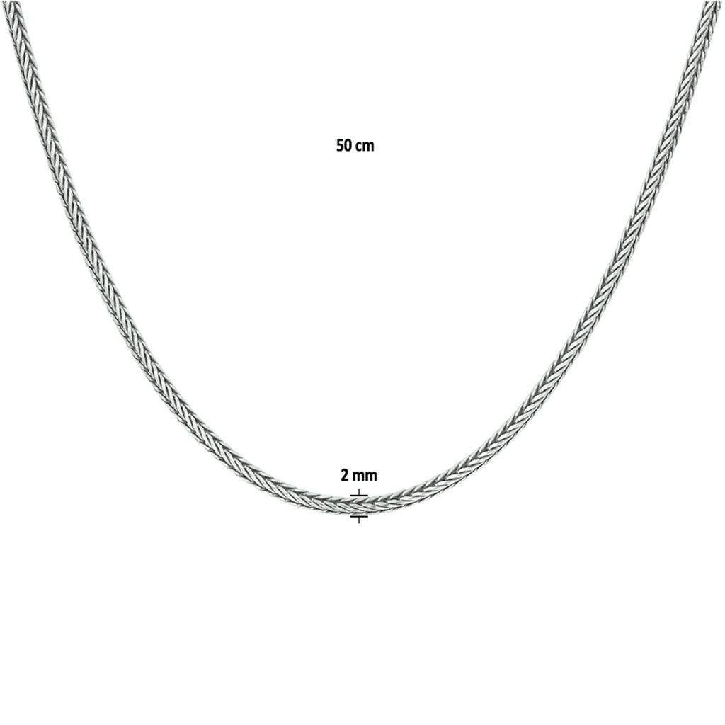 Halskette Oxi Fuchsschwanz 2,0 mm Silber oxidiert