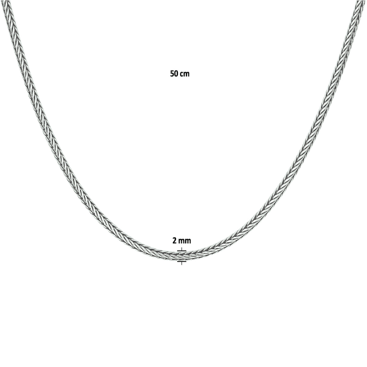 Halskette Oxi Fuchsschwanz 2,0 mm Silber oxidiert