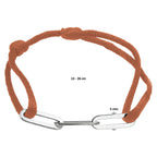 Armband Satin Rostbraun 13 - 26 cm rhodiniert Silber mit Gummi/Nylon/Leder