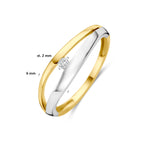 ring lab grown diamant 0.04ct f vs 14K bicolor goud geel/wit