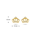 oorknoppen kroon zirkonia  6,5 mm 1 micron zilver verguld (geel)