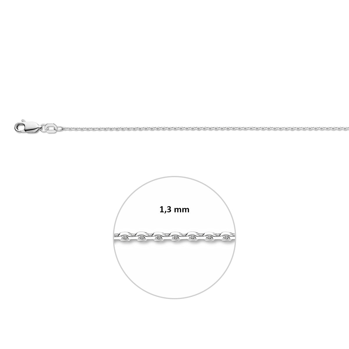Anker Diamantiert 1,3 mm Silber Weiß