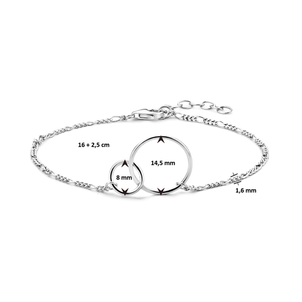 Armband Kreise 16 + 2,5 cm Silber rhodiniert