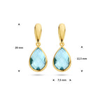 oorhangers blauw topaas 20 mm 14K geelgoud