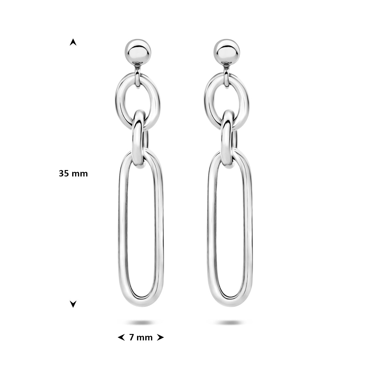 oorhangers schakel 35 mm zilver gerhodineerd