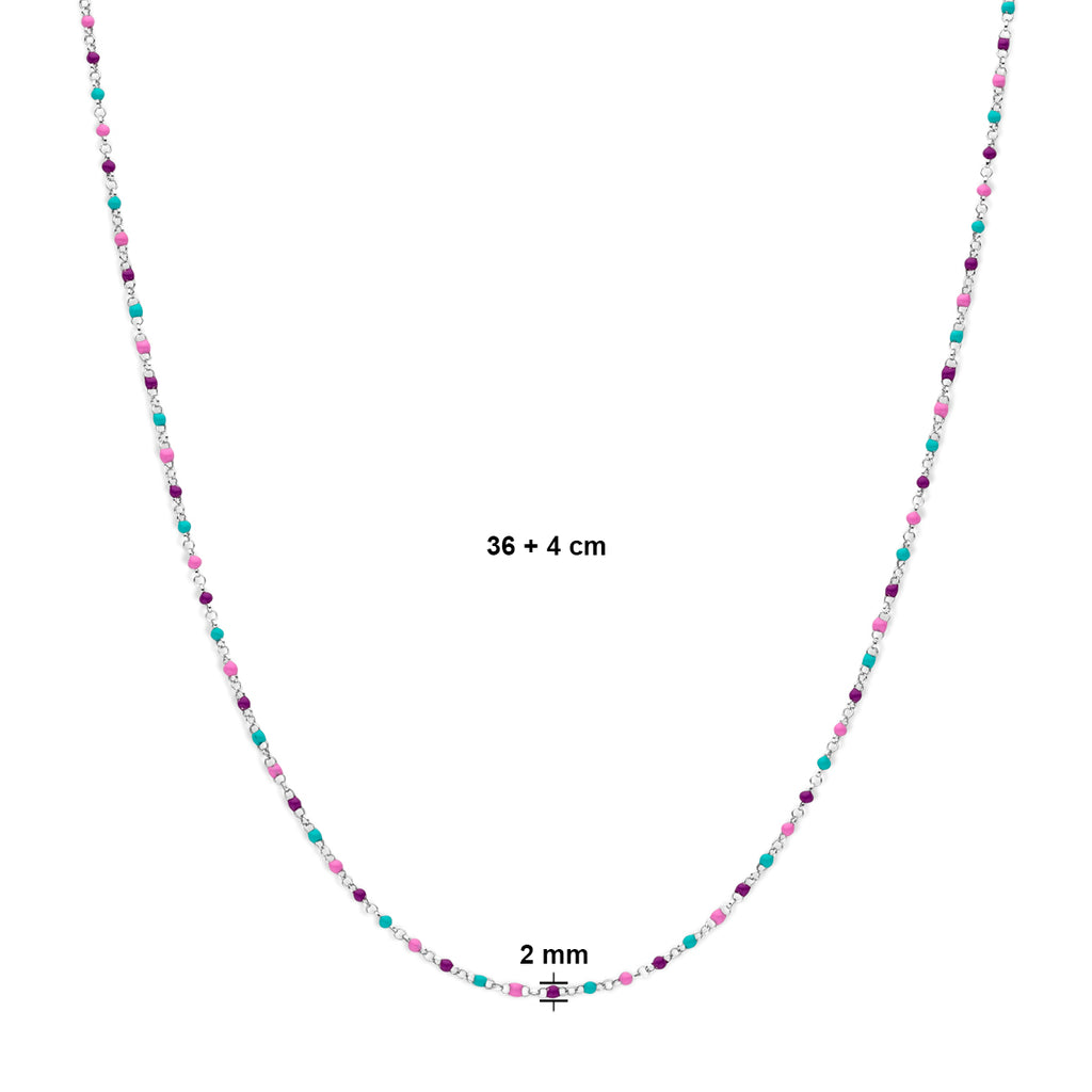 Halskette Kugeln aus farbigem Email 36 + 4 cm Silber rhodiniert
