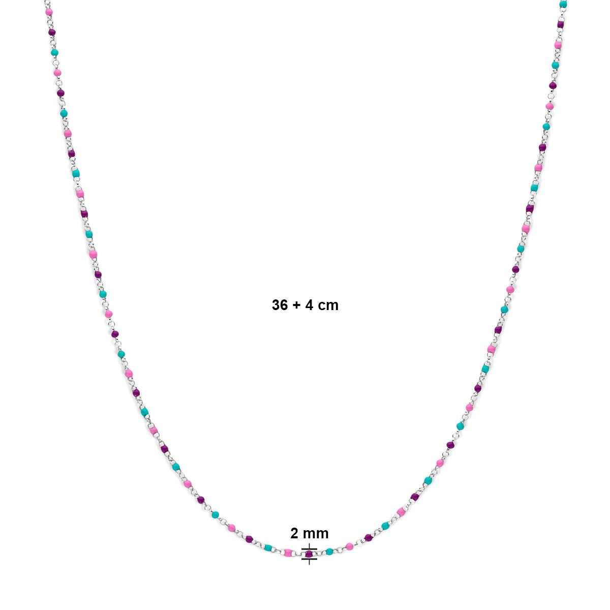 Halskette Kugeln aus farbigem Email 36 + 4 cm Silber rhodiniert