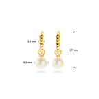 klapoorringen parel 17 mm 14K geelgoud