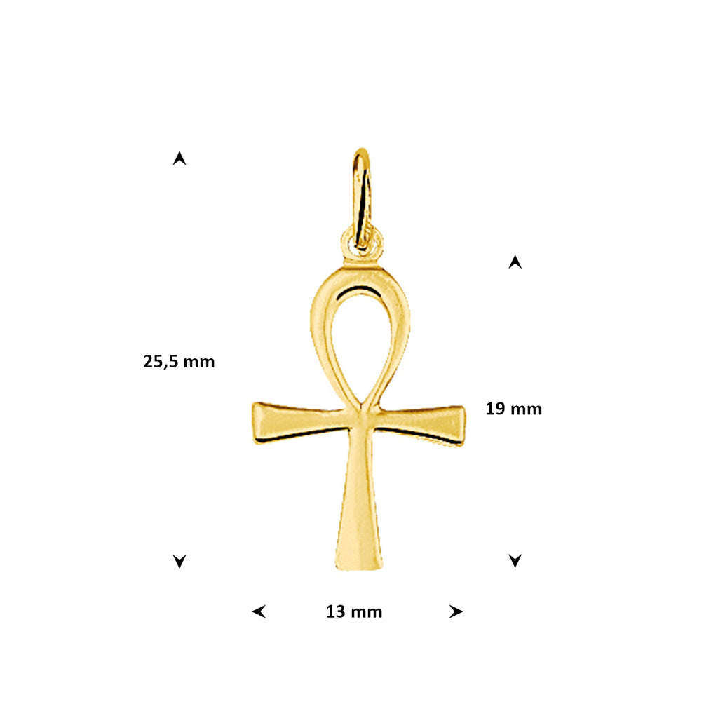hanger ankh kruis 19 mm 14K geelgoud