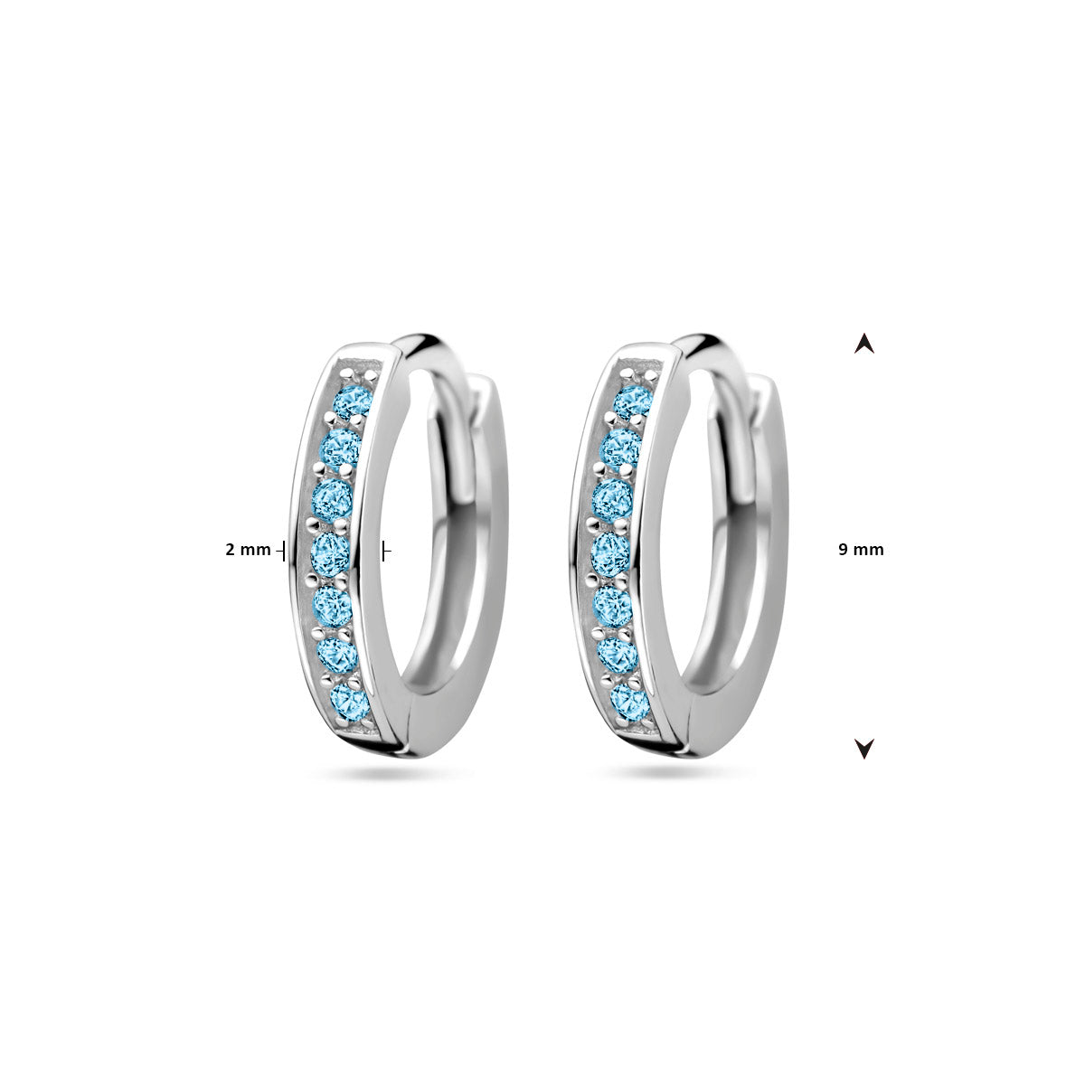 Klappcreolen blau Zirkonia 9 mm rhodiniertes Silber