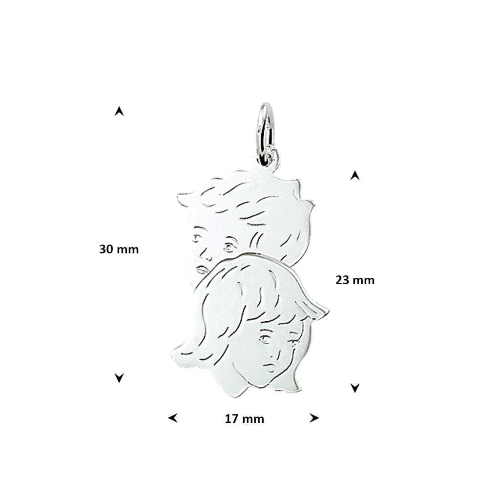 hanger jongen en meisje 23 mm zilver wit