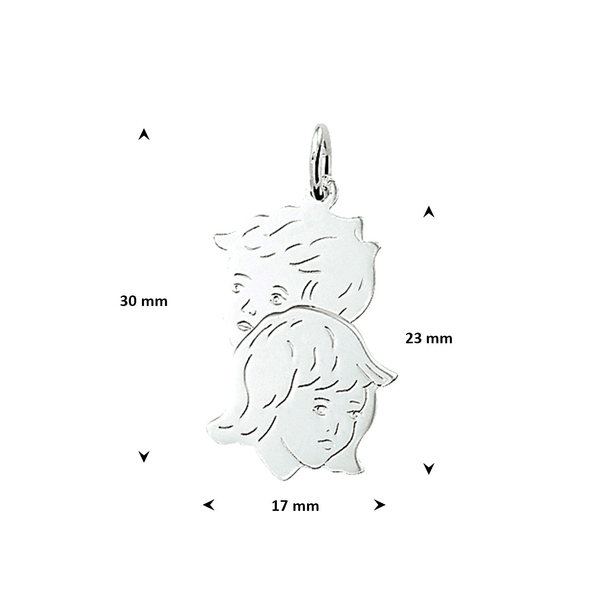 hanger jongen en meisje 23 mm zilver wit