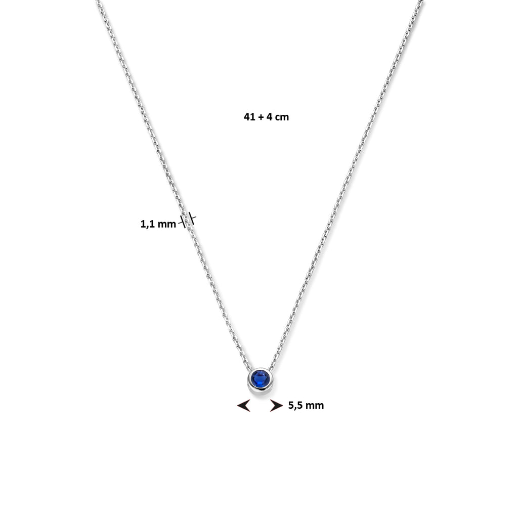 Halskette mit Geburtsstein Zirkonia 41 + 4 cm Silber rhodiniert