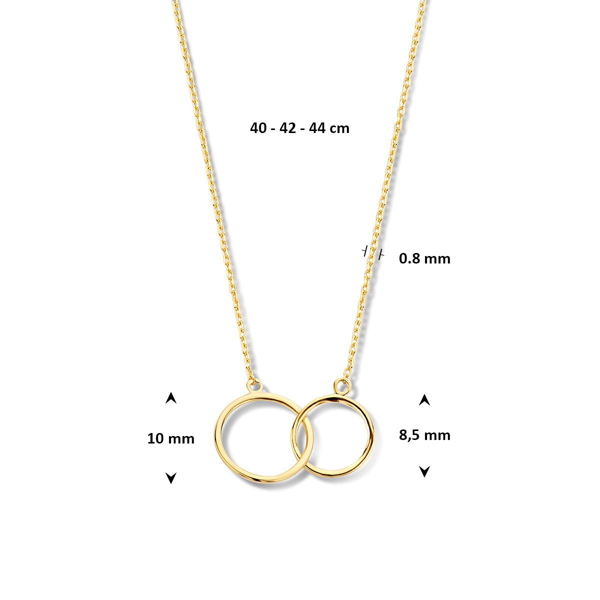 9k collier 40 - 42 - 44 cm 9K geel