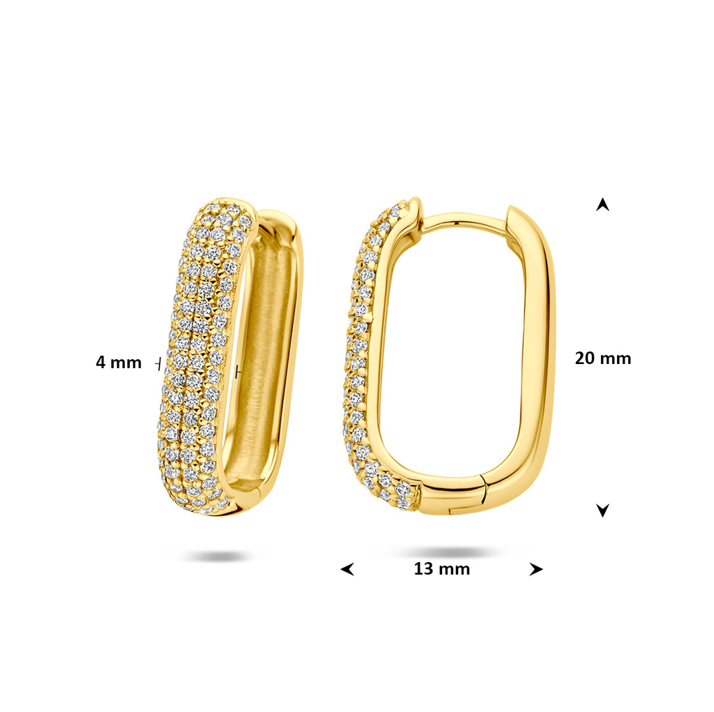 Ohrringe Zirkonia-Röhre 4 mm 1 Mikron silbervergoldet (gelb)