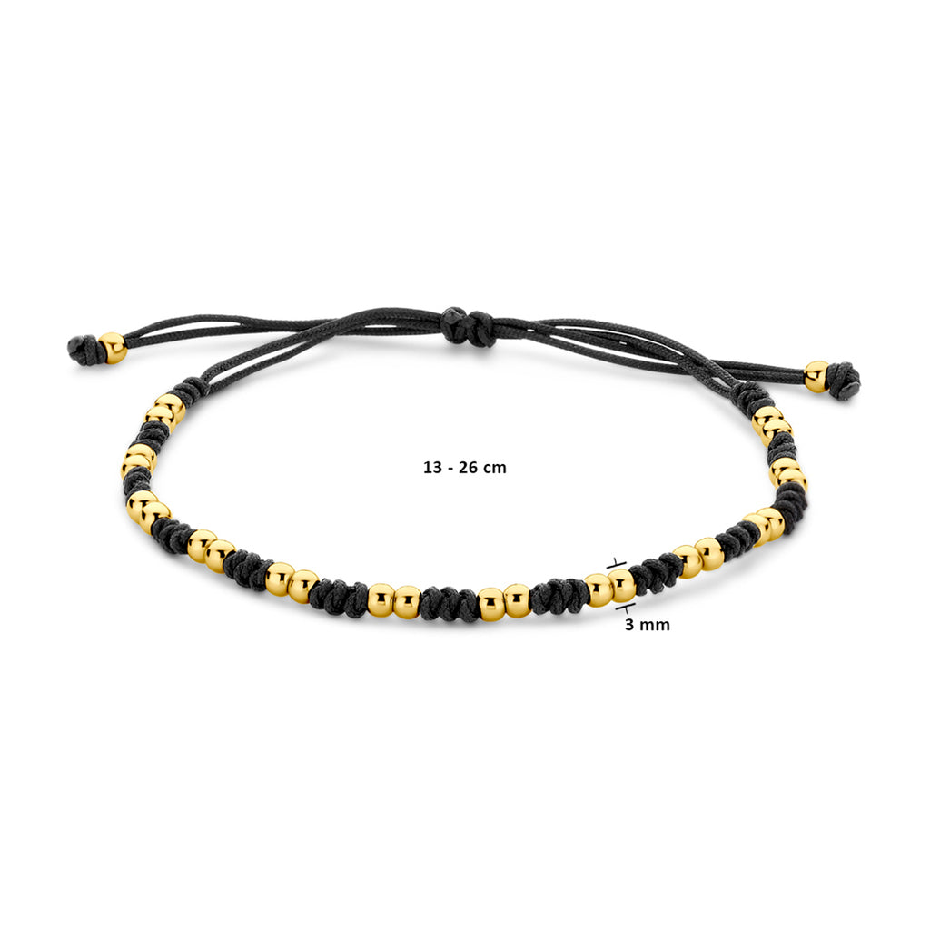 Armband Kügelchen 13 - 26 cm 14K Gold mit Gummi/Nylon/Leder