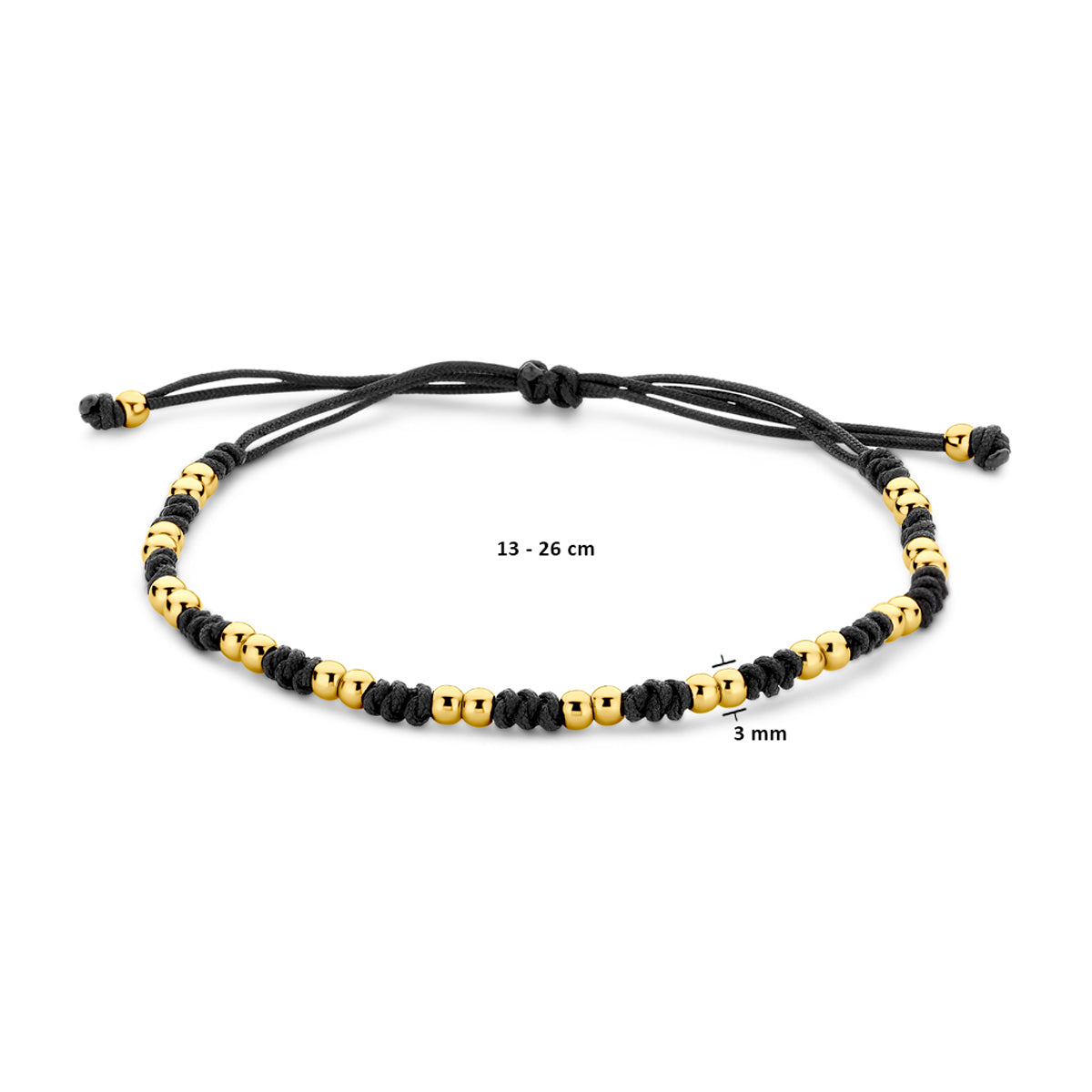 Armband Kügelchen 13 - 26 cm 14K Gold mit Gummi/Nylon/Leder