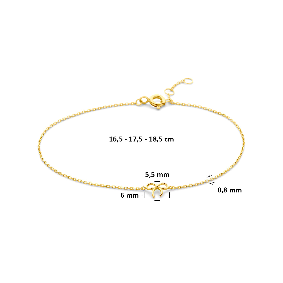 Armband Schleife 16,5 - 17,5 - 18,5 cm 14K Gelbgold