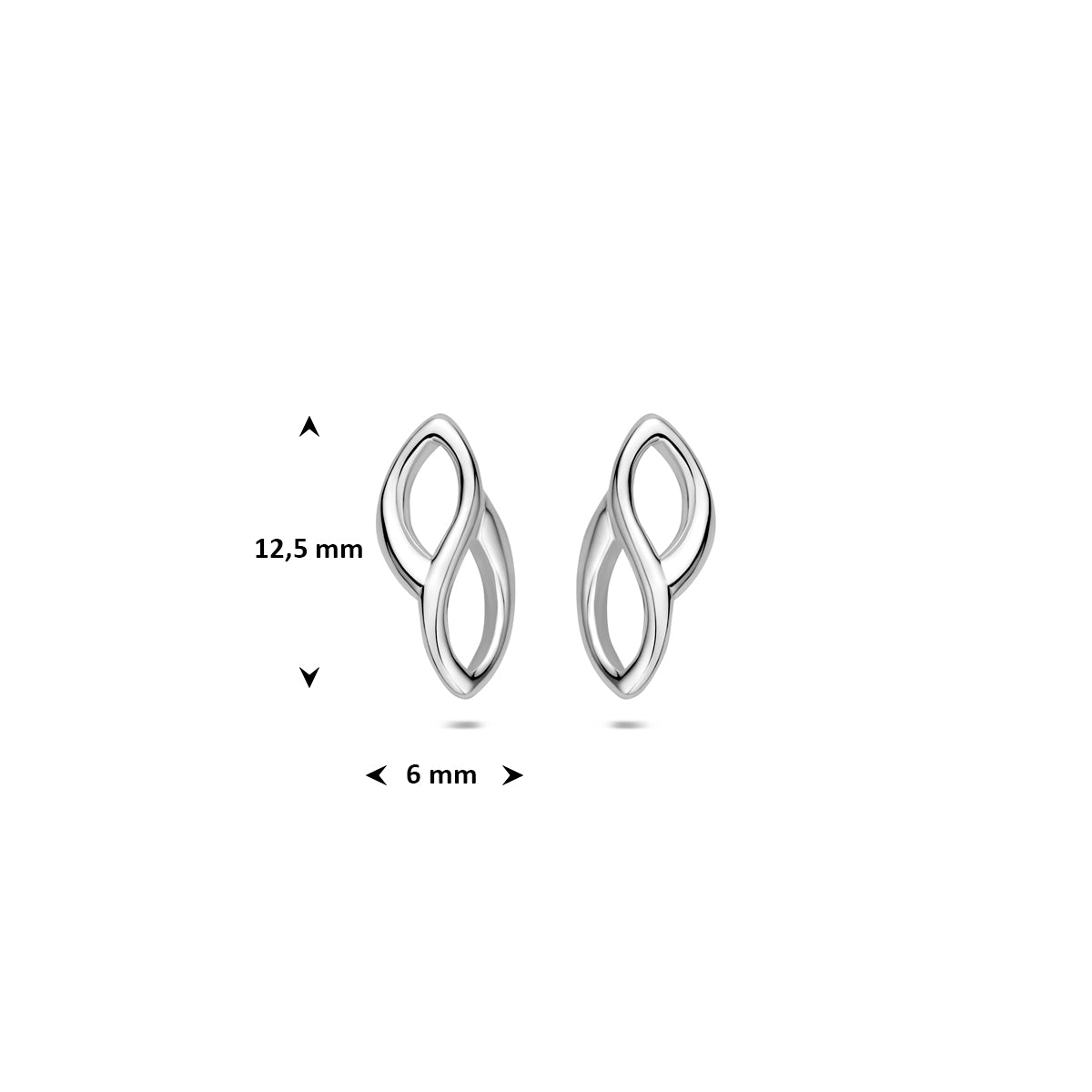 oorknoppen 12,5 mm zilver gerhodineerd
