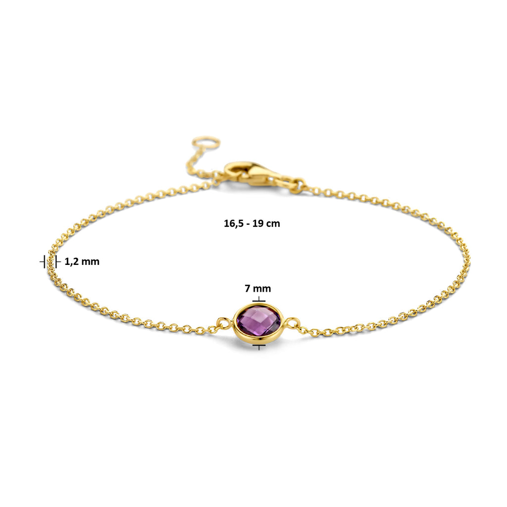 Armband Amethyst 16,5 - 19 cm 14K Gelbgold