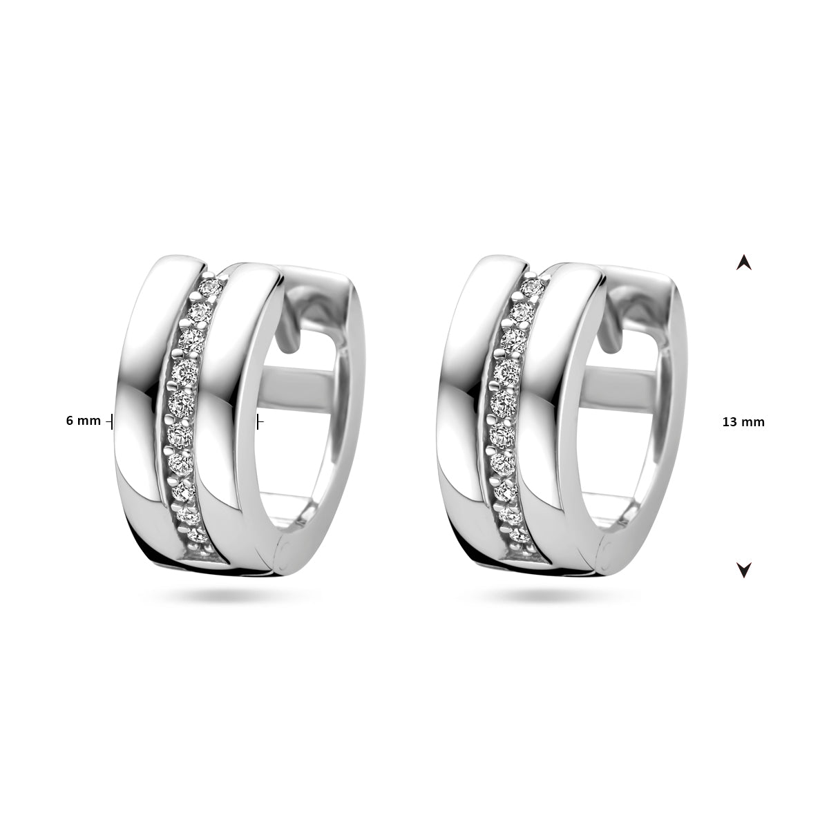 klapoorringen zirkonia zilver gerhodineerd