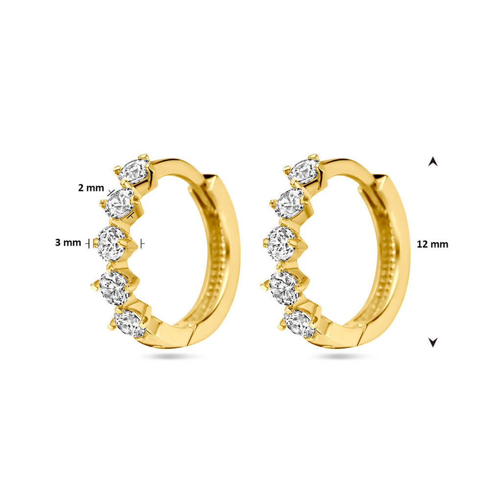 klapoorringen zirkonia 14K geelgoud