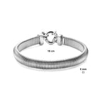 Armband Schlangenkette flach (rundlich) 8,0 mm 19 cm mit großem Federringverschluss Silber rhodiniert