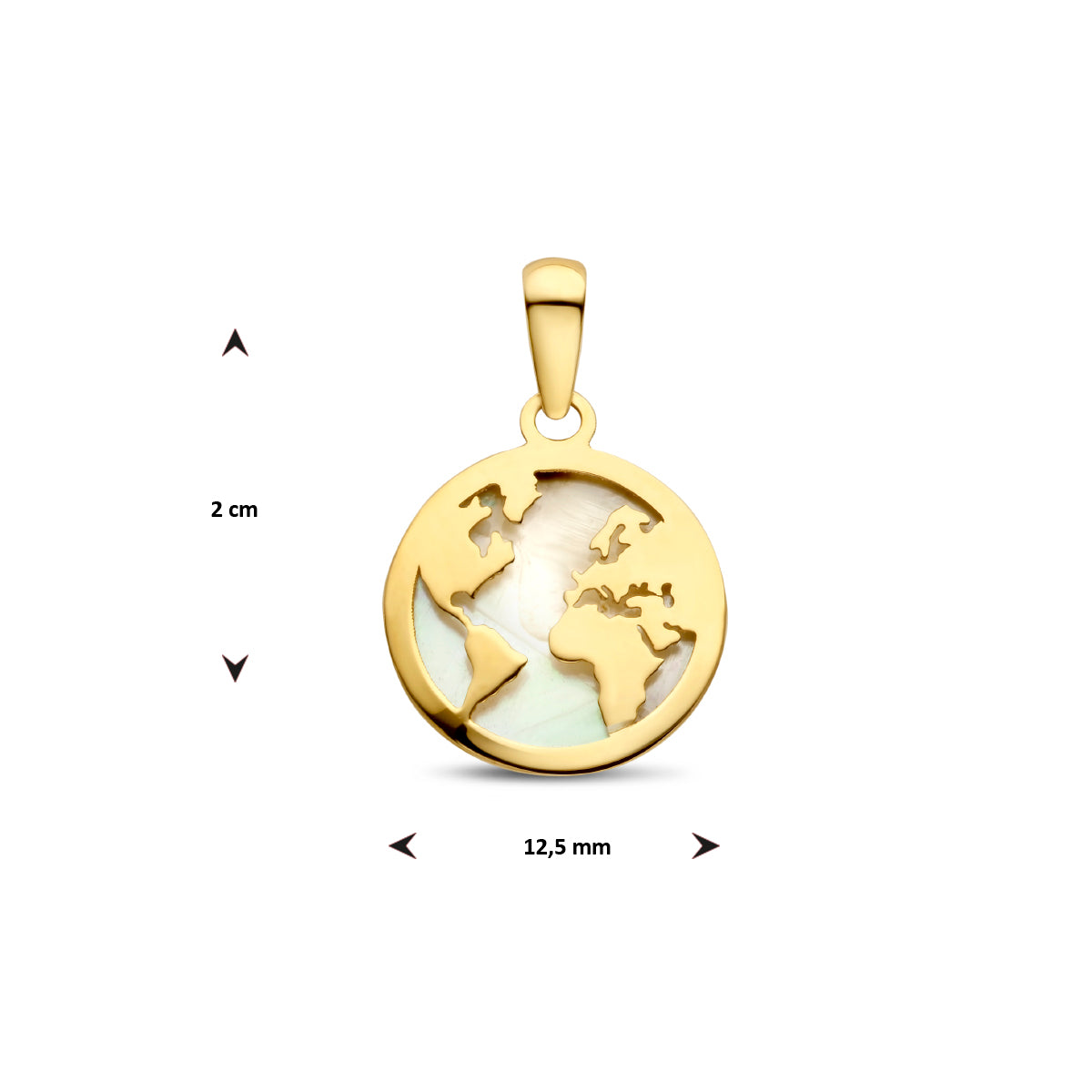hanger wereldbol parelmoer 14K geelgoud