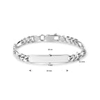 graveerarmband figaro plaat 7,0 mm zilver wit
