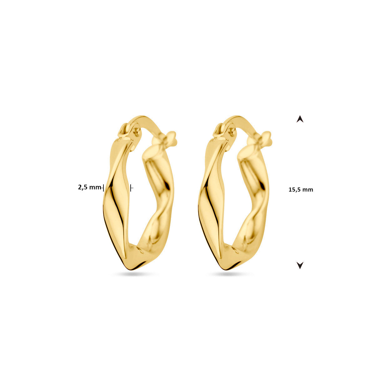 9k oorringen gedraaide buis 2,5 mm 9K geel - gedraaid