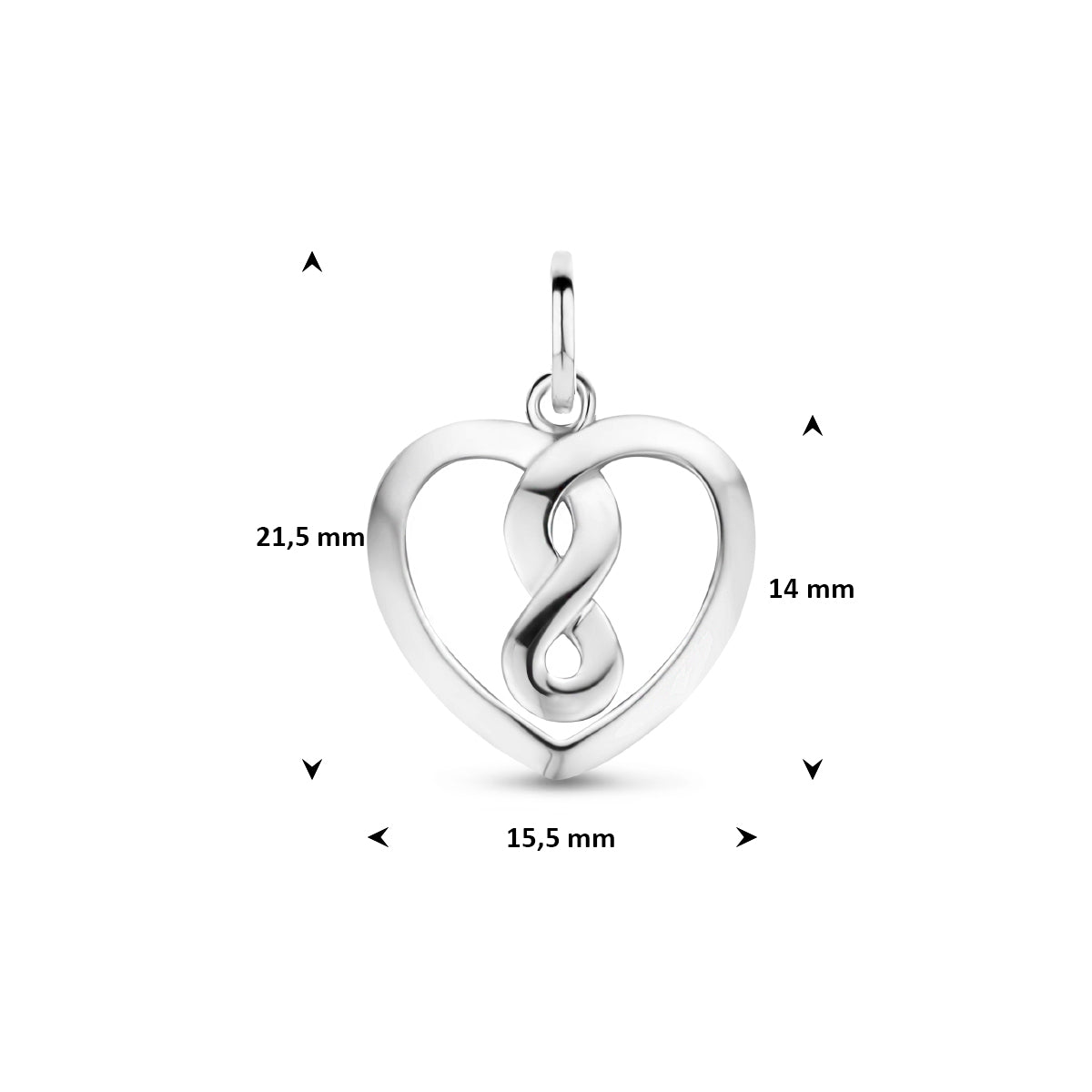 hanger hart en infinity zilver gerhodineerd