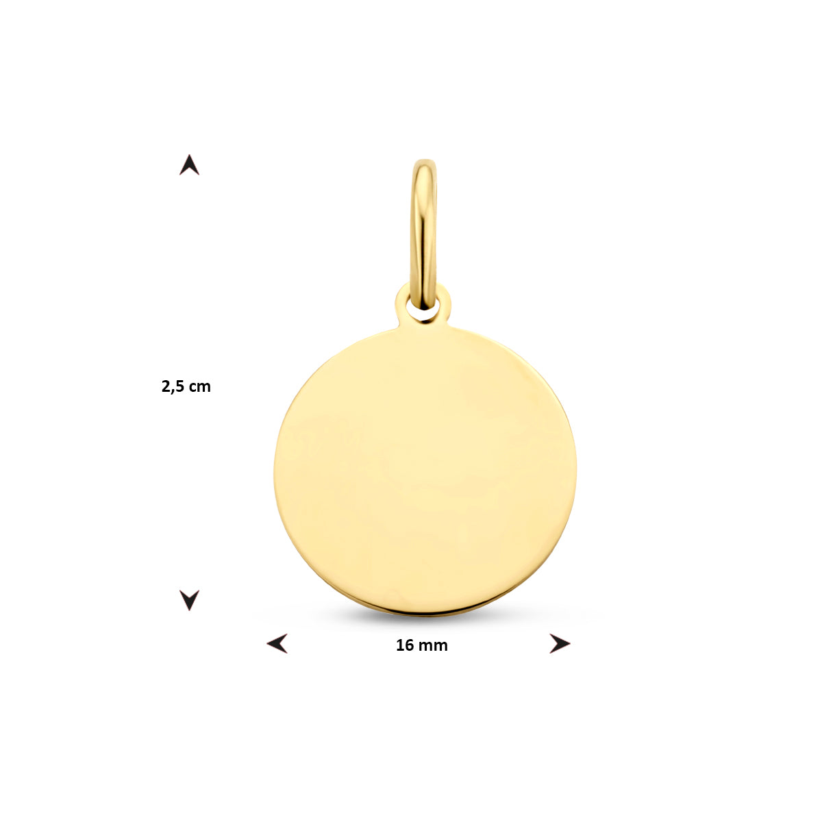 graveerhanger rond 25 mm 14K geelgoud - rond