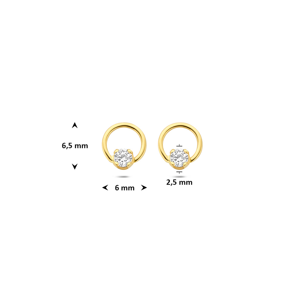 oorknoppen lab grown diamant 0.13ct (2x 0.065ct) f vs 6,5 mm 14K geelgoud