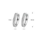 klapoorringen zirkonia 16 mm zilver gerhodineerd