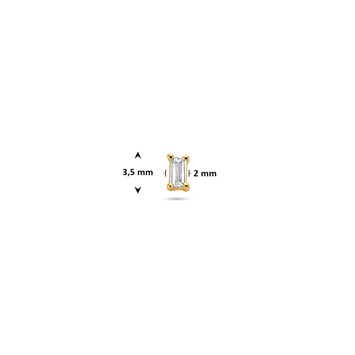 flat back piercing zirkonia 3,5 mm 1 micron zilver verguld (geel)