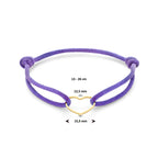 Armband Satin Lila Herz 13 - 26 cm vergoldet (mit Gummi/Nylon/Leder)