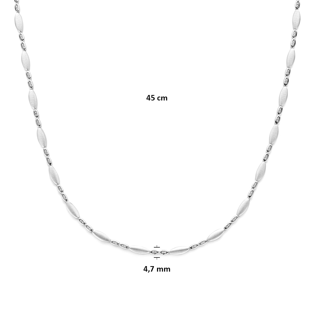 Halskette Zirkonia poliert/matt 4,7 mm 45 cm Silber rhodiniert