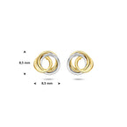 oorknoppen diamant 0.02ct (2x0.01ct) h si 8,5 mm 14K bicolor goud geel/wit