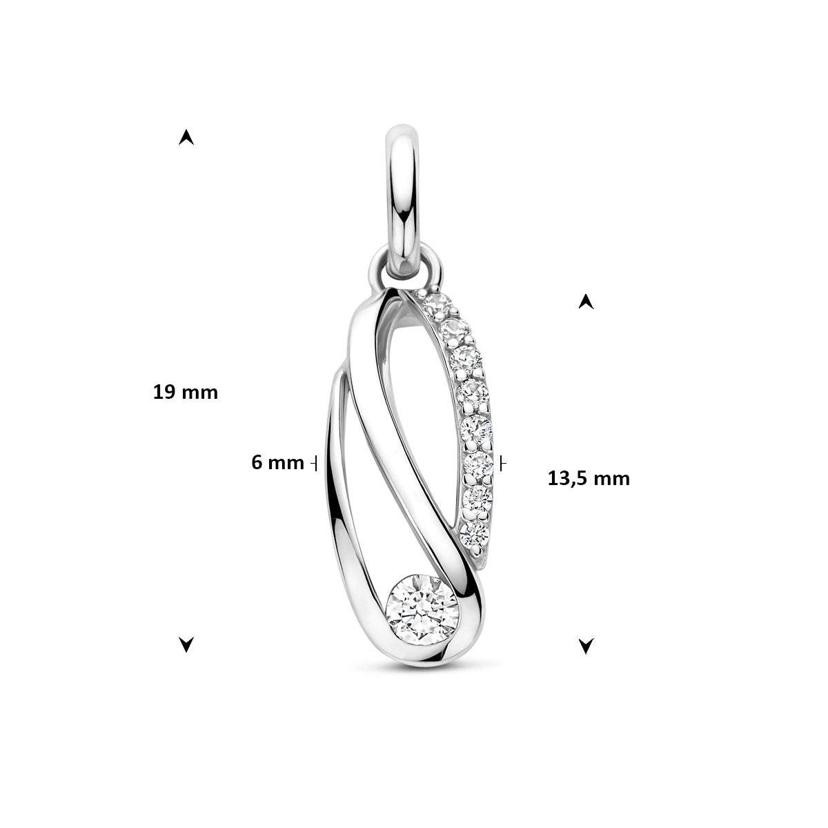 hanger zirkonia 13,5 mm zilver gerhodineerd
