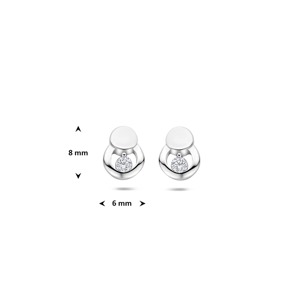oorknoppen zirkonia poli/mat 8 mm zilver gerhodineerd